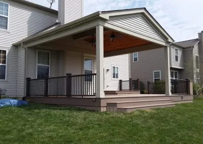 composite deck build with attached deck cover