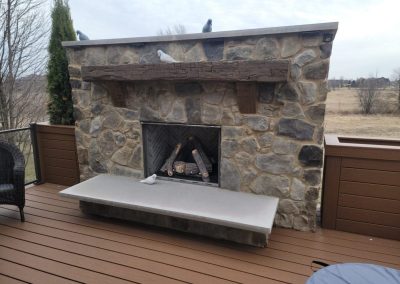 stone outdoor fireplace