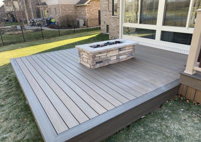 composite deck with built-in firepit