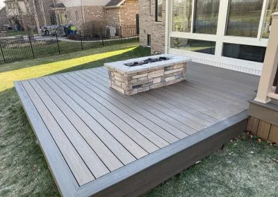 composite deck with built-in firepit