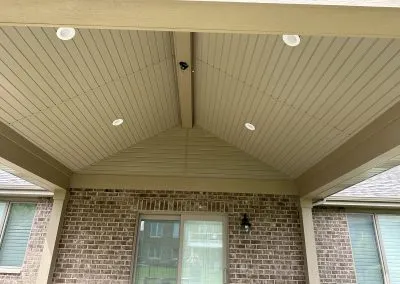 outdoor living with covered patio and integrated lighting